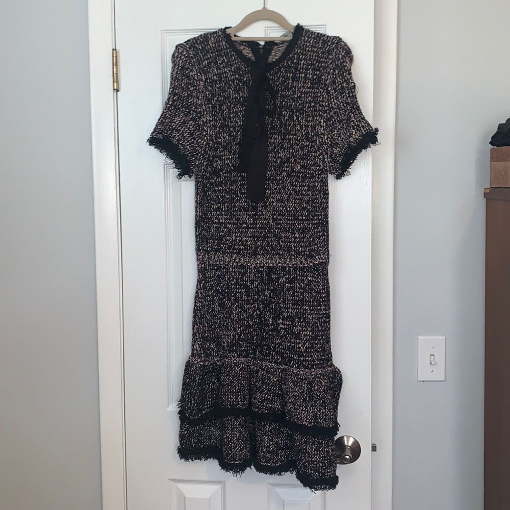 Zara Bow Tie Knit Tiered Sweater Dress NWT